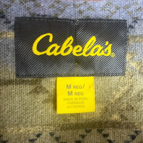Cabelas Aztec Southwest Patterned Button-Up Shirt Mens Medium Deerskin Soft - Picture 9 of 12